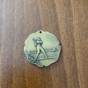 Great vintage metal baseball medallion by W F Esling, New York. Not monogrammed.